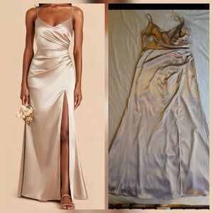 Birdy Grey Catherine Dress Shiny Satin Neutral Champagne L